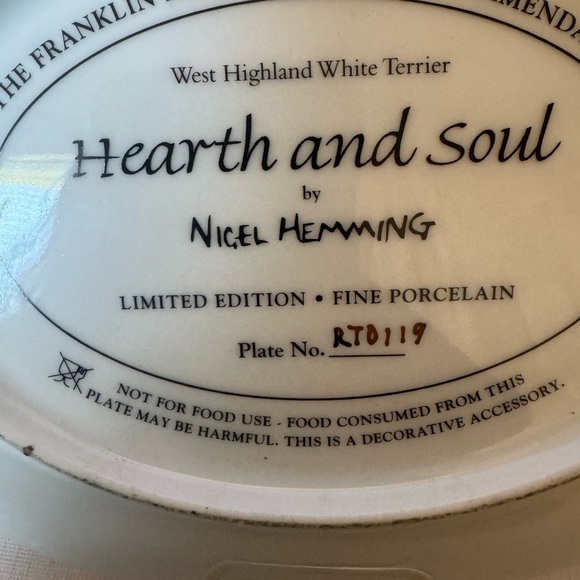 The Franklin Mint Plate “Hearth And Soul”  by Nigel Hemming Limited Edition EUC - Picture 7 of 10
